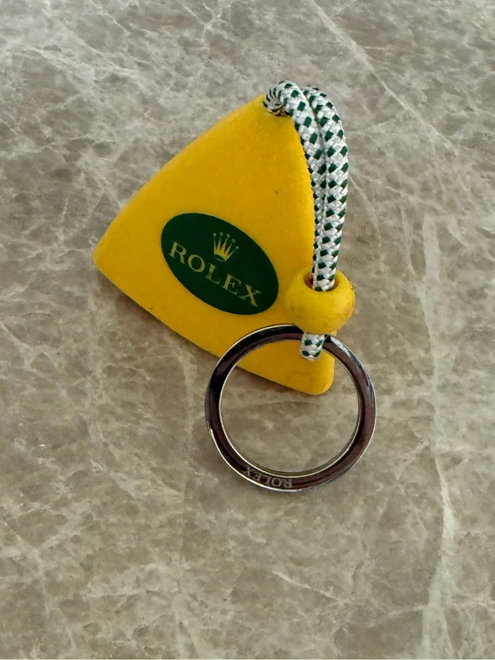 Rolex Yellow Rubber Promotional Keychain Green Logo Dealer Advertising Key Ring